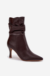 Women's ankle boots on heel with wrinkled shaft zipper chocolate Ulisse