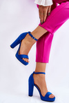 Suede Sandals On Heel Blue Spectacular 