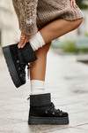 Snow Boots With Lacing On Platform Black Mavora