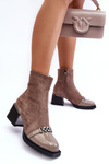 Suede Boots on a Massive Heel SBarski MR870-70 Beige