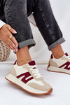 Women's Sports Shoes On Platform Beige-Red Emidi