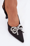 Heeled shoes with bow and open heel Black Derissa