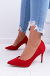 Women's Stilettos Suede Pointed Red Cream