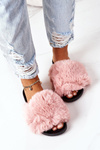 Rubber Slippers With Fur Pink Soft