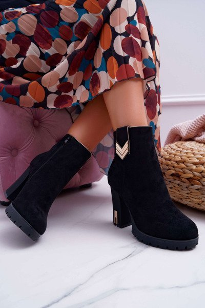 Women's Stiletto Booties Warm Suede M319 Black Midway