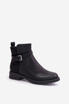 Insulated Ankle Boots On Flat Heel With Strap Black Sabamessa