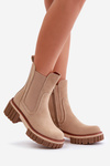 Beige insulated ankle boots with zipper Linneviae