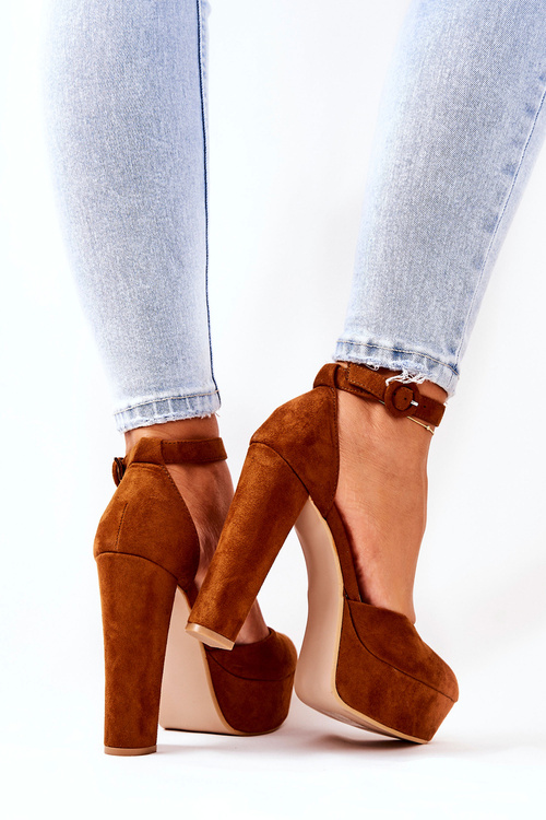 Pumps On Heel Suede Camel Netel