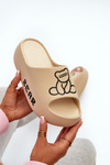 Women's Foam Slides on Chunky Sole with Bear Dark Beige Lamira