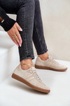 Low suede women's sneakers beige Zazoo N1068