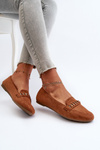 Mokasyny Damskie Z Łańcuchem Błyszczące Camel Aredilla 9988-73