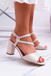 Women's Stiletto Sandals Sergio Leone SK844 Lacquered Beige Tres