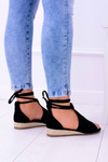 Black Suede Sandals on Light Platform Espanoso