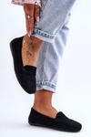 Mokasyny Damskie Zamsz Czarne Lenvie FT245
