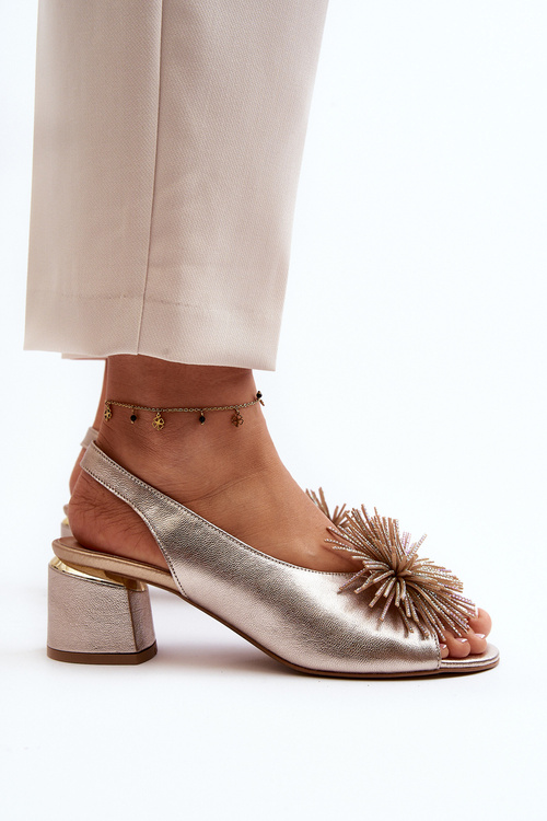 Leather Sandals with Ornament Laura Messi 2719 Gold