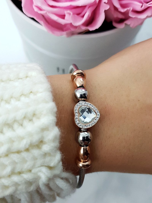 Women's Bracelet With Zirconias Heart Isabella Steel Wire