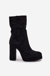 Women's heeled ankle boots made of eco suede black Carolina