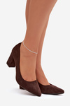 Heeled shoes made of eco suede on heel Sergio Leone PB414 chocolate