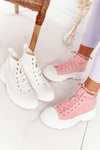 Women's High Sneakers On A Chunky Sole Pink Trissy