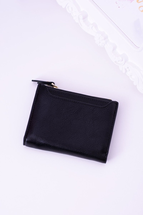 Small Black Women's Wallet Gold Lock