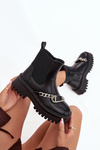 Women's Platform Ankle Boots With Chain Black Marvella
