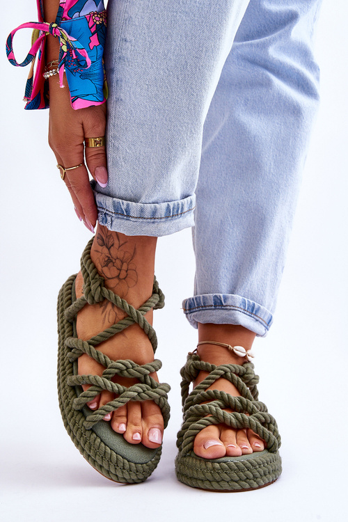 Women's Fashionable Braided Sandals Green Tiffanie