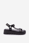 Embellished platform sandals black Tatellia