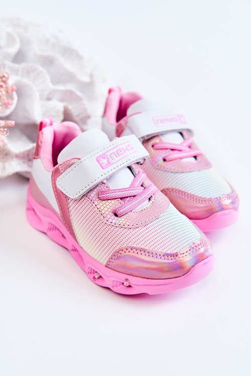 Children's Leather Sports Shoes White-Pink Loopsy