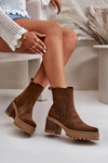 Women's Heeled Boots Made Of Eco Suede Insulated Dark Brown Nevitas