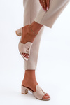 Women's Sandals in Faux Suede On Heel Beige Jemenna