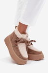Women's Snow Boots on Platform with Fur Beige Florivelle