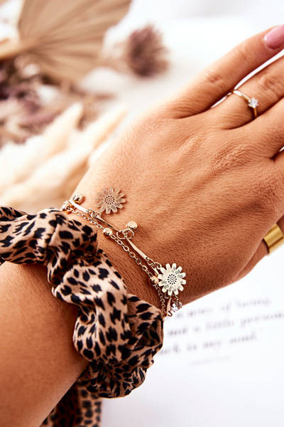 Bracelet with Pendants Flower Zirconia Gold Navali