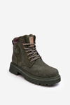 Leather Lined Fur-Trimmed Boots Dark Green Felizia
