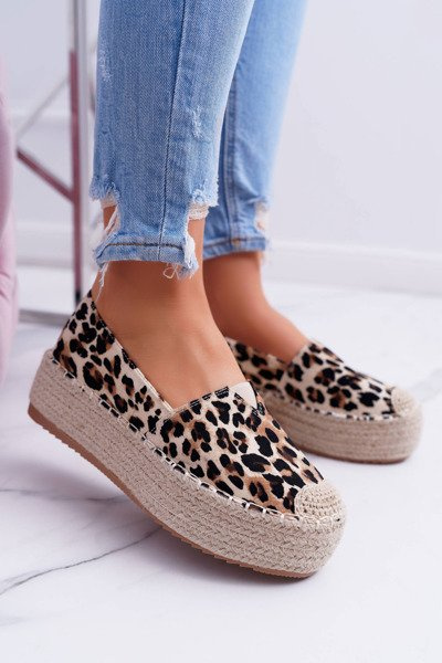 Brązowe Wsuwane Espadryle Panterkowe Zadie
