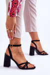 Classic Suede Heel Sandals Black Bernett