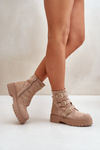Warm Women's Boots With Buckles Beige Tiaeliana
