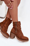 Insulated Women's Ankle Boots with Laces and Zippers Camel Paressa