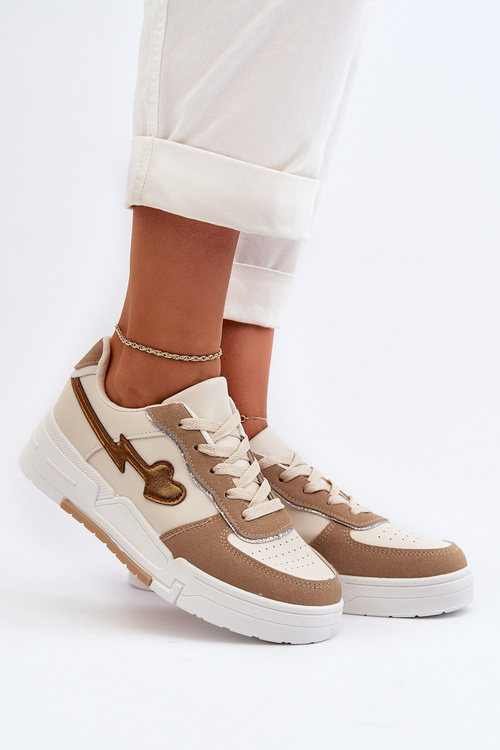 Sneakersy Na Platformie Damskie Beżowe Zeparine PC220