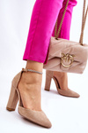 Elegant Suede Heel Pumps Beige Kaliya
