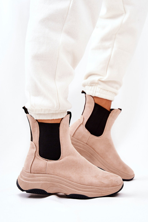 Platform Boots Suede Beige Nicci