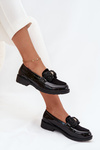 Lacquered Women's Moccasins With Bow S.Barski HY51-319 Black