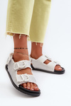 Women's White Embellished Denim Sandals Irmale