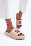 Light Women's Foam Slippers With Teddy Bear Beige Lia
