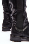 Women's Knee-High Boots on a Flat Heel Black Klemmo