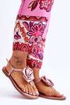 Women's Flip Flops With Fabric Rose Nude Carisma