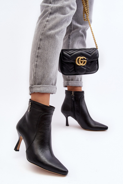 Leather Women's Boots with Stiletto Heel Maciejka 06301-01 Black