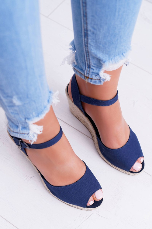 Women's Braided Anchor Sandals Big Star Navy Blue DD274A212