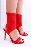 Zirconia Stiletto Sandals Lu Boo Red Show