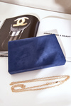 Clutch Bag With Decorative Heart Eco Suede Dark Blue Evilinas