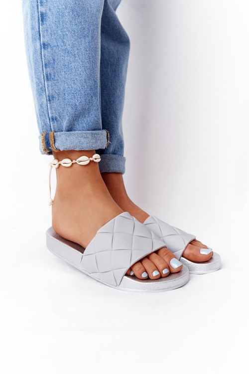 Women's Rubber Slippers Grey-Silver Let's Swim